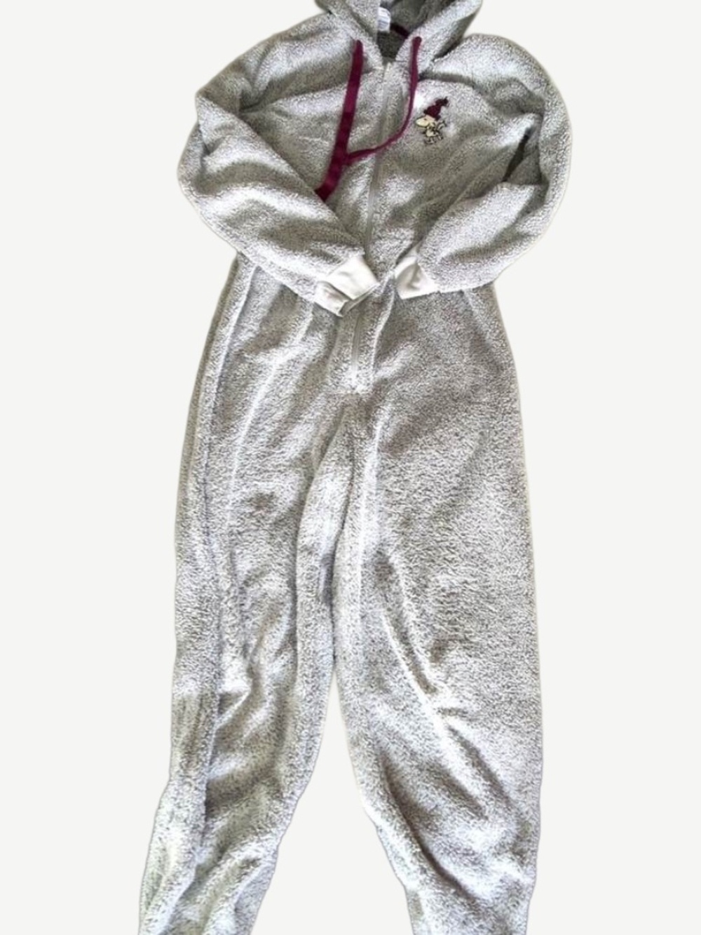 Peanuts Snoopy Grey Plush Hooded Onesie Pajamas
